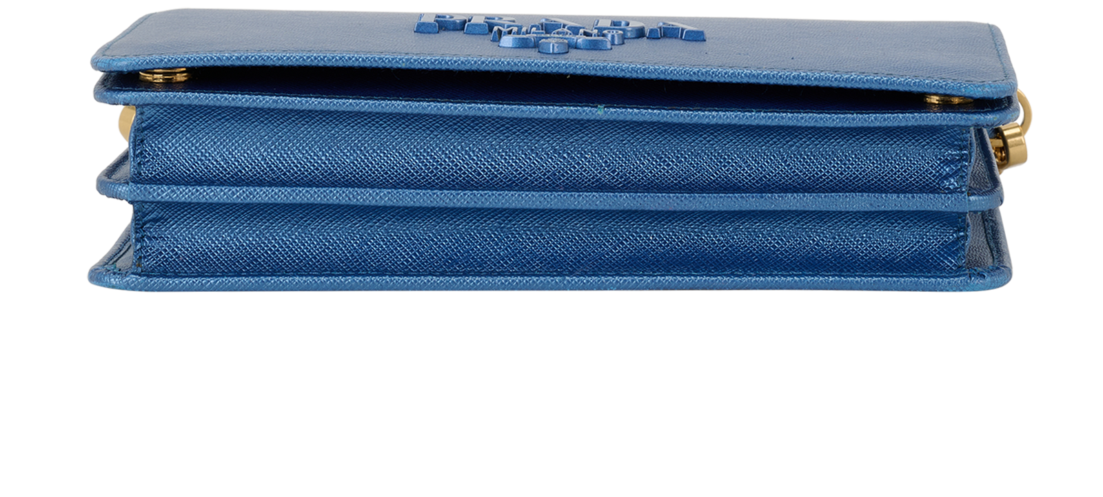 Small Lux Chain Logo Flap, &pound;650, Handbags, Blue, Leather, Top view